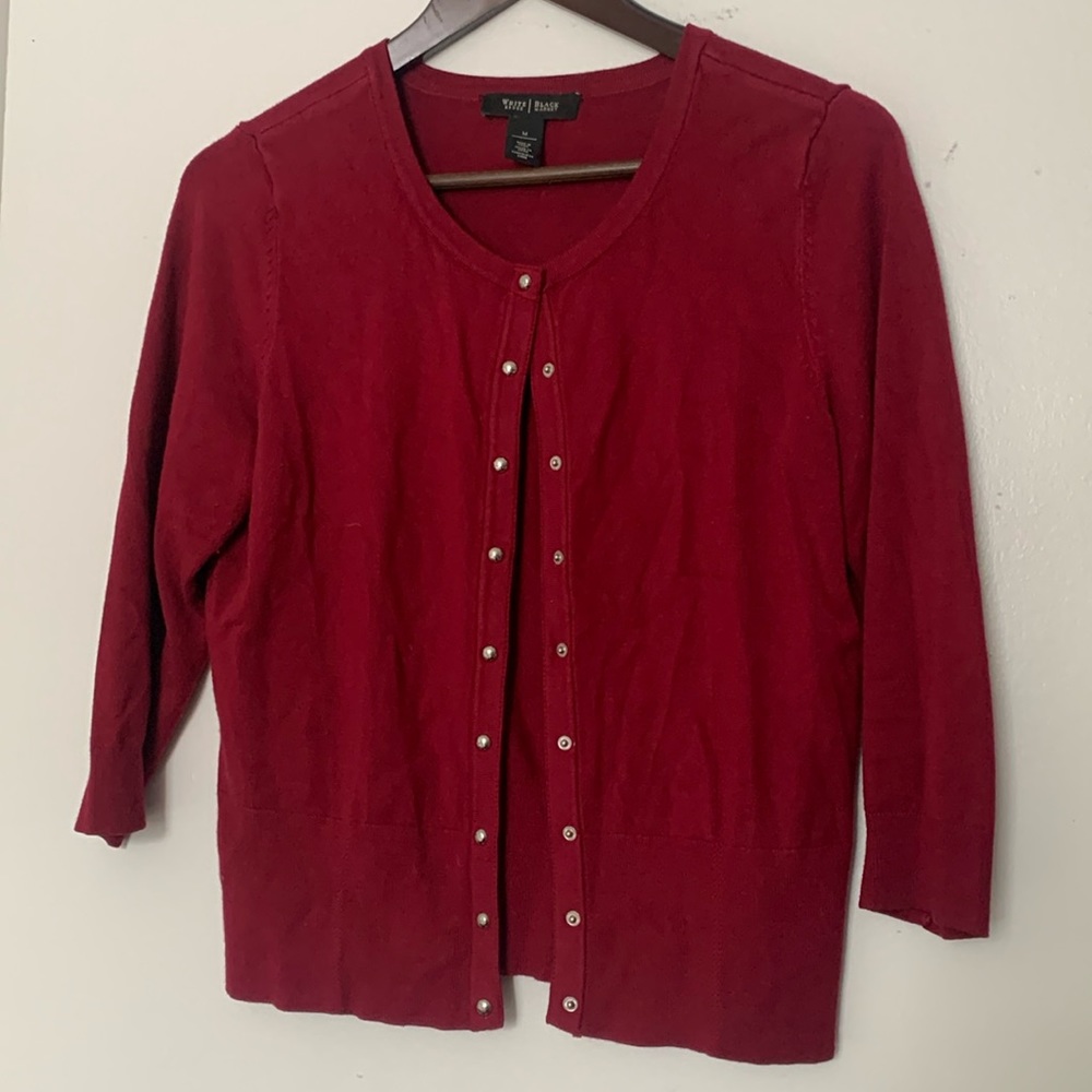 White House Black Market Snap Closure Cardigan Size M Red